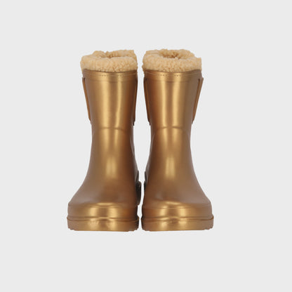 Chelsea regenlaarzen dames - Fake fur voering - Gold Metallic