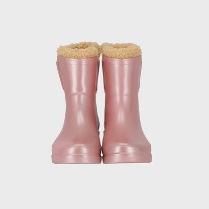 Chelsea regenlaarzen dames - Fake fur voering - Roze metallic
