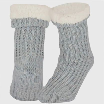 Wollen huissokken - Unisex - Antislip - Denim