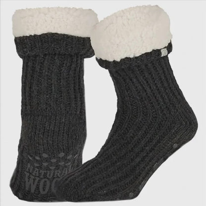 Wollen huissokken - Unisex - Antislip - Antraciet