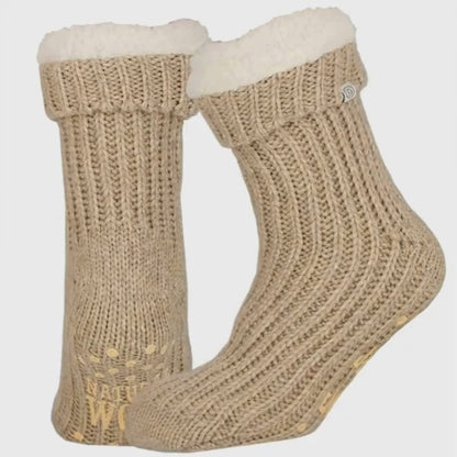 Wollen huissokken - Unisex - Antislip - Camel