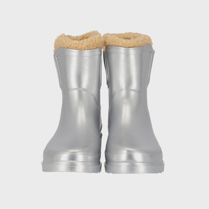 Chelsea regenlaarzen dames - Fake fur voering - Zilver metallic