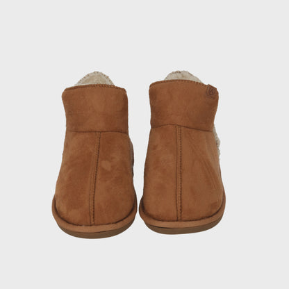 Hoge sloffen dames - Suede - Cognac