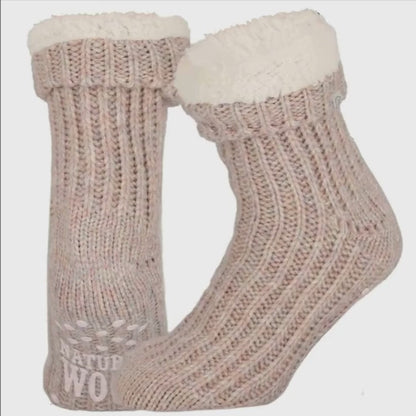 Wollen huissokken - Unisex - Antislip - Roze