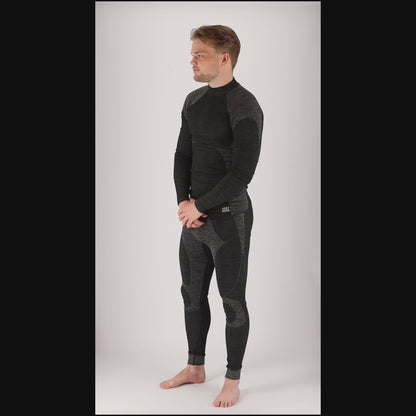 Thermoshirt heren - Zwart melange - 4-Stuks