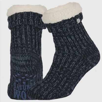 Wollen huissokken - Unisex - Antislip - Navy