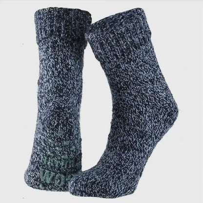 Wollen dames huissokken - Anti Slip - Donker Blauw
