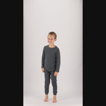 Thermo broek/shirt kinderen - Set - Unisex - Antraciet - 2 x broek/shirt