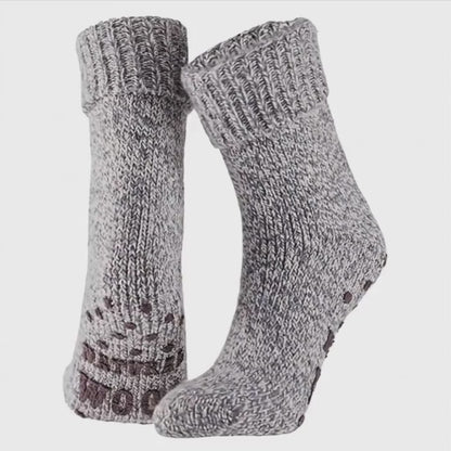 Wollen dames huissokken - Anti slip - Fashion paars