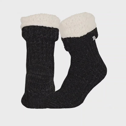 Wollen huissokken - Unisex - Antislip - Zwart